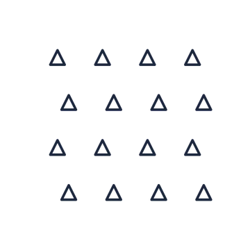 A transparent panel of triangles in a staggered layout with 4 rows for layering over a coloured background.