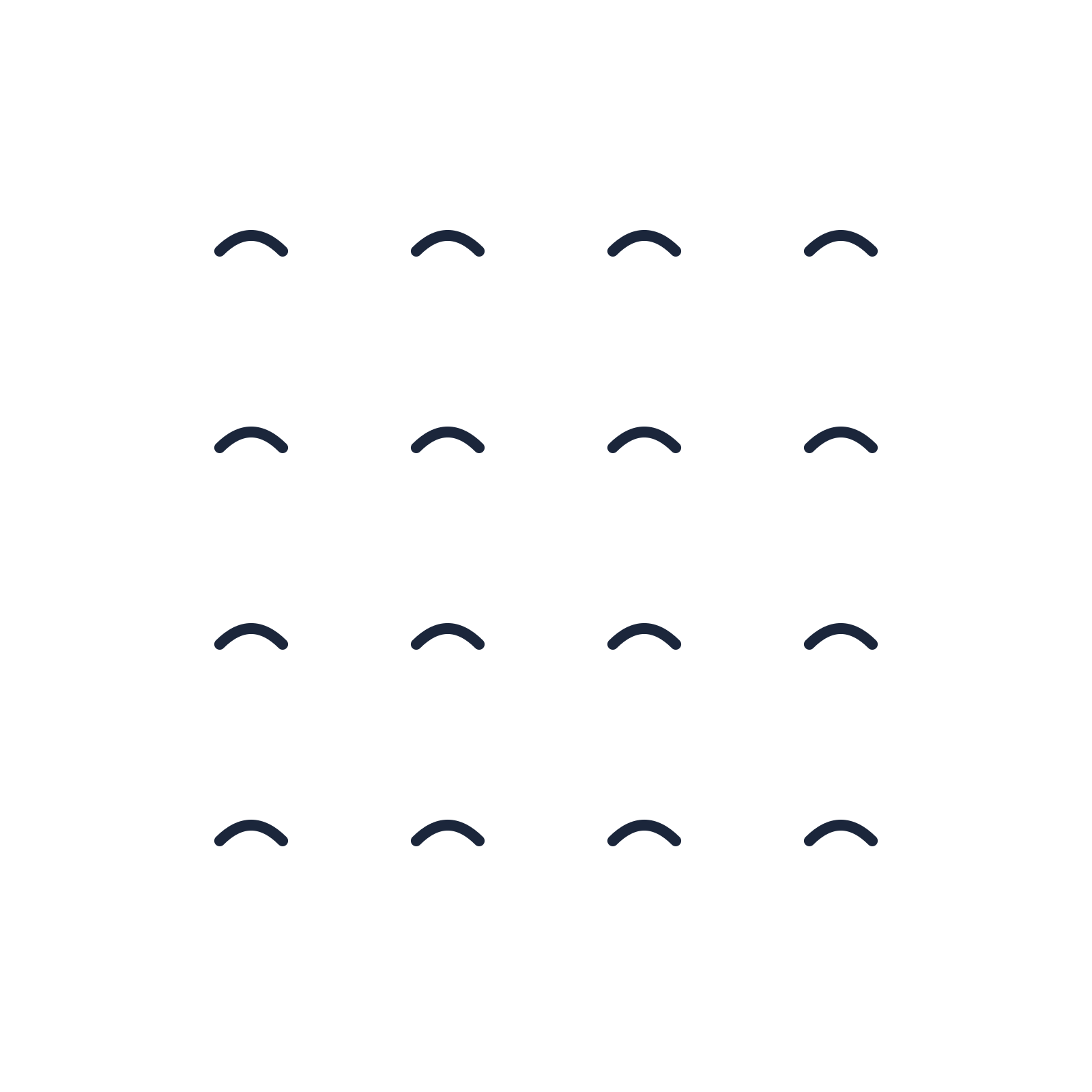 A transparent panel of waves in a aligned layout with 4 rows for layering over a coloured background.