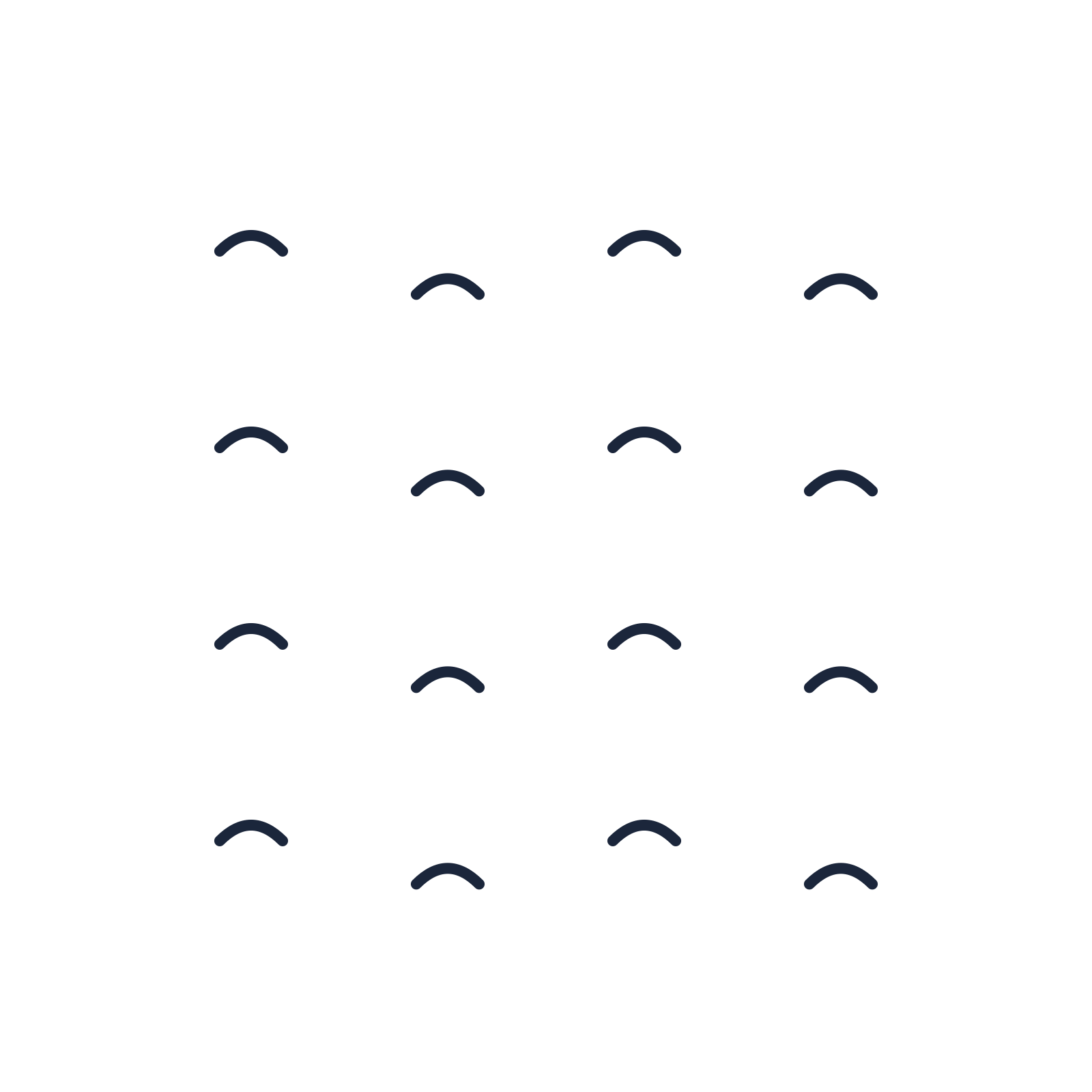 A transparent panel of waves in a diagonal layout with 4 rows for layering over a coloured background.