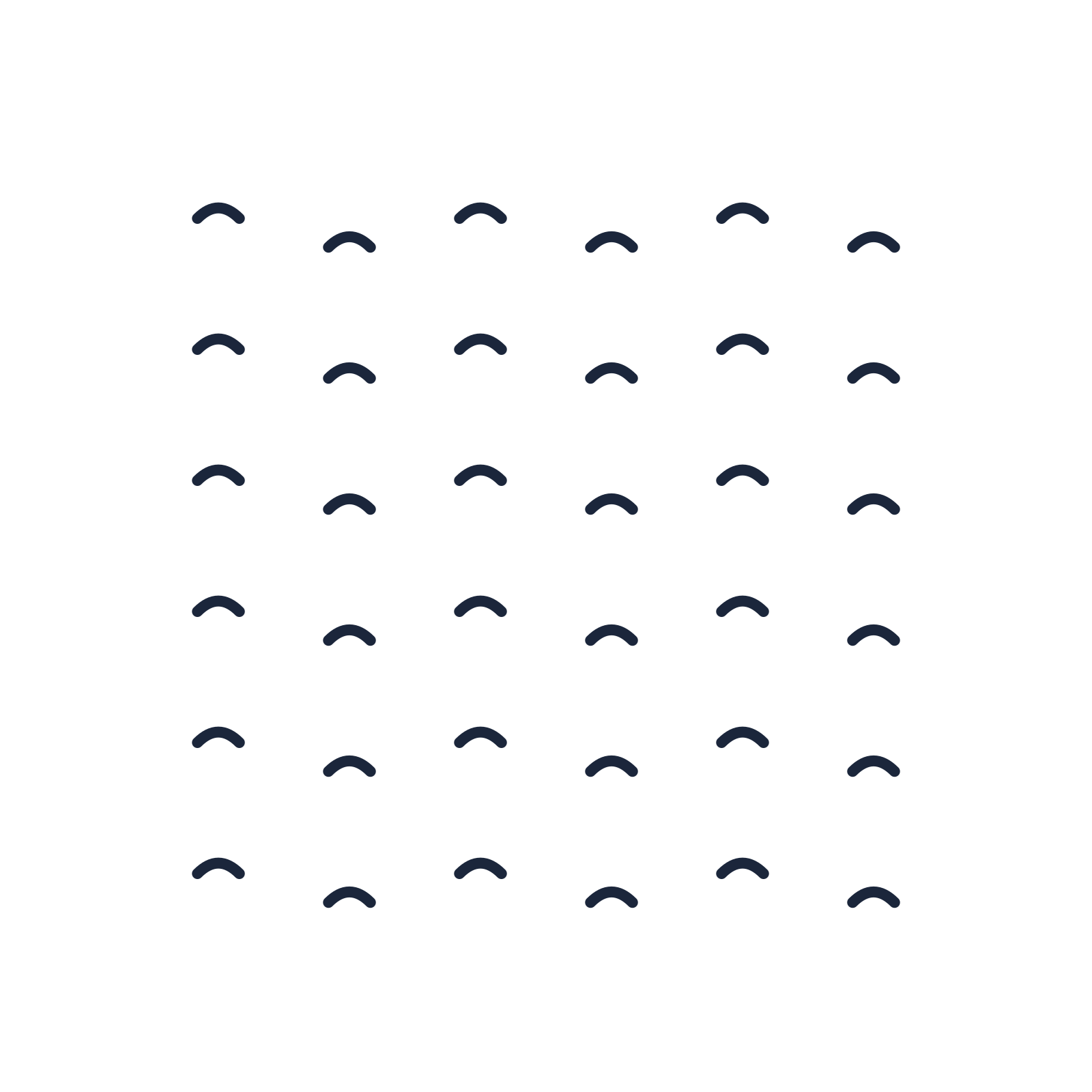 A transparent panel of waves in a diagonal layout with 6 rows for layering over a coloured background.