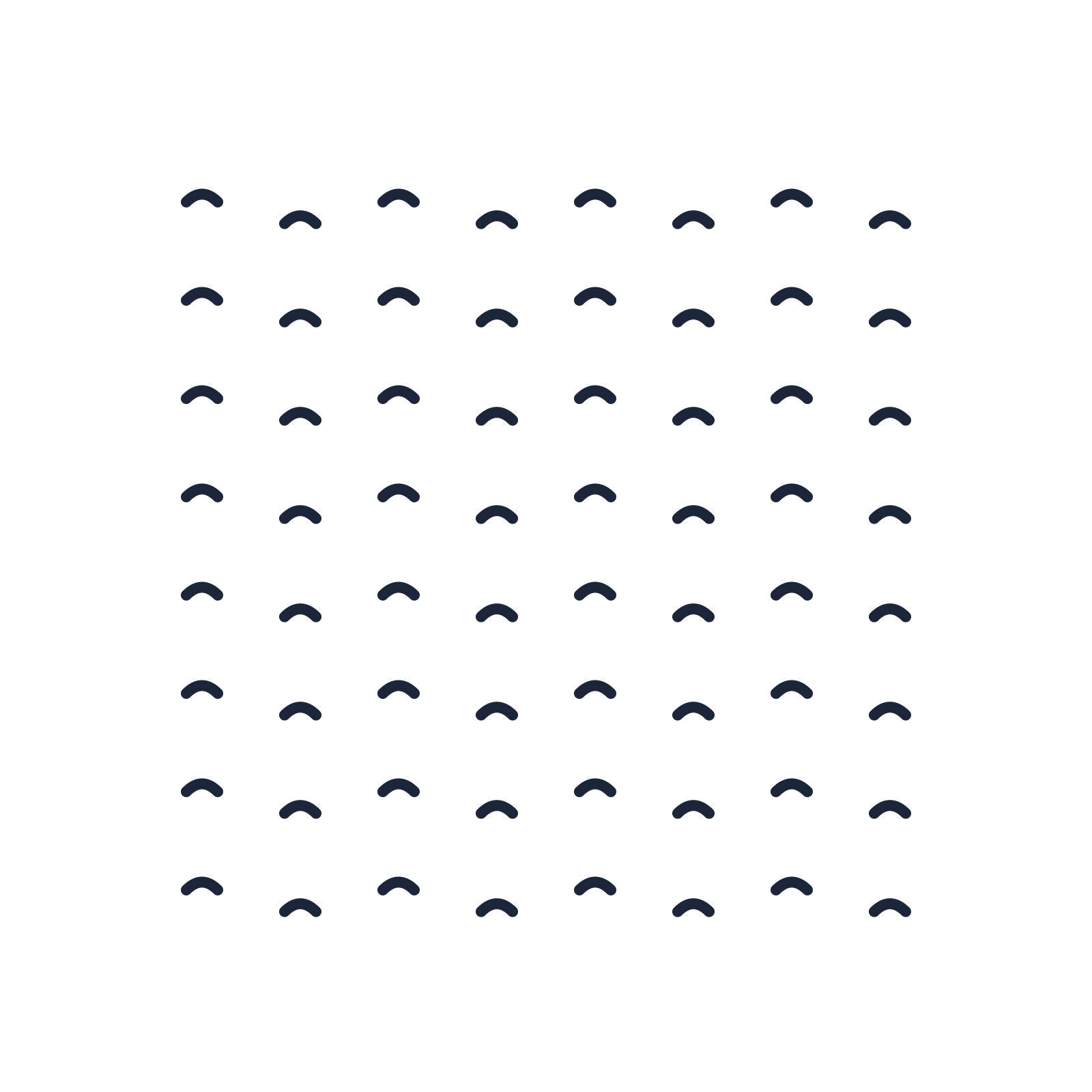 A transparent panel of waves in a diagonal layout with 8 rows for layering over a coloured background.