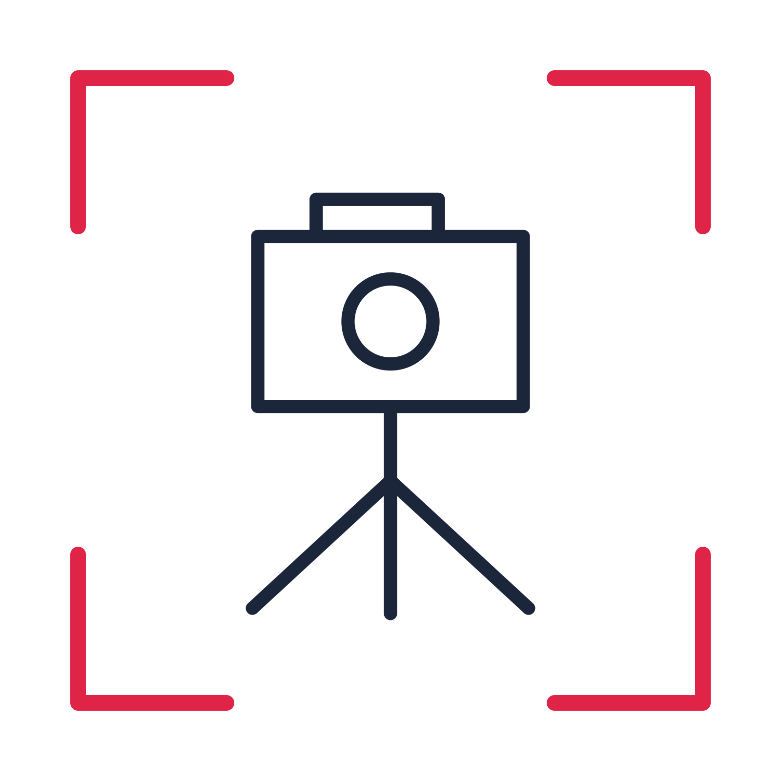 Photography camera tripod in a sketch frame drawing with clear rounded lines.