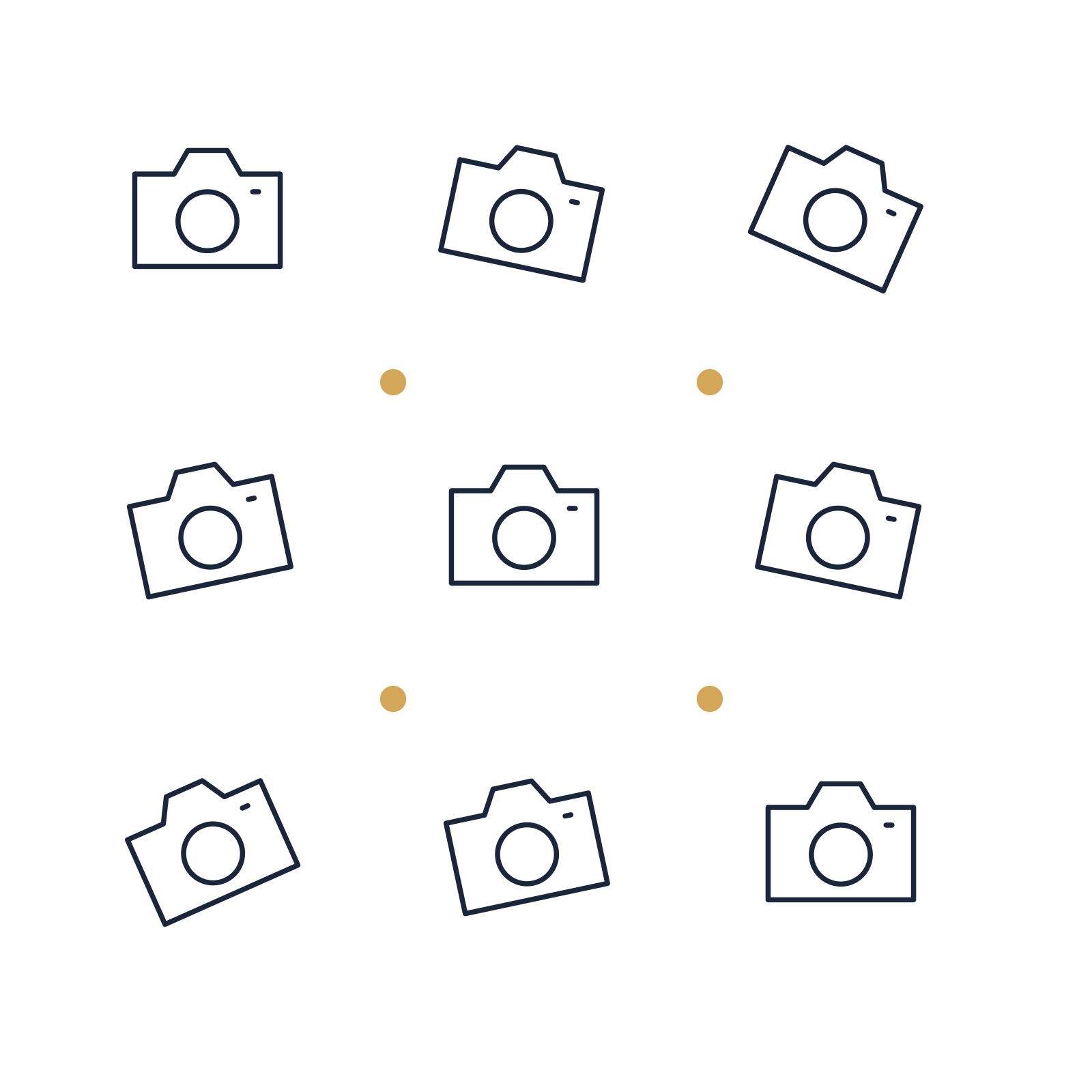 A scattered pattern composition featuring photography camera for Photography designs.