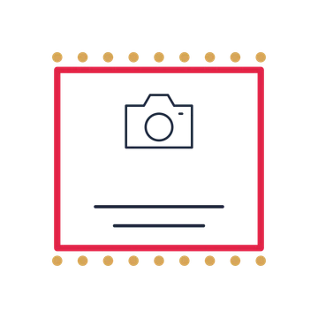 A stamp label composition featuring photography camera for Photography designs.