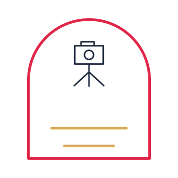 A arch label composition featuring photography camera tripod for Photography designs.