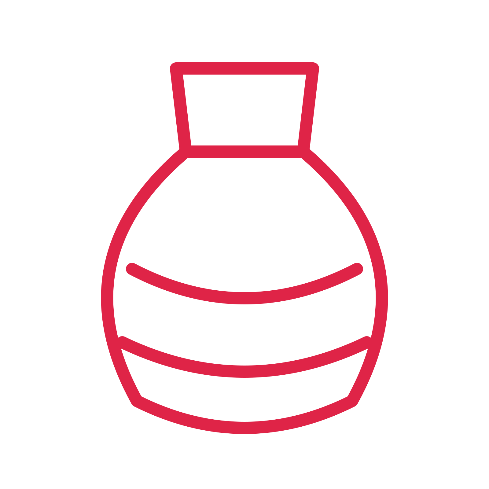 Handmade pottery vase in an outline drawing with clear rounded lines.