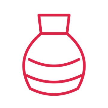 Handmade pottery vase in a outline drawing with clear rounded lines.