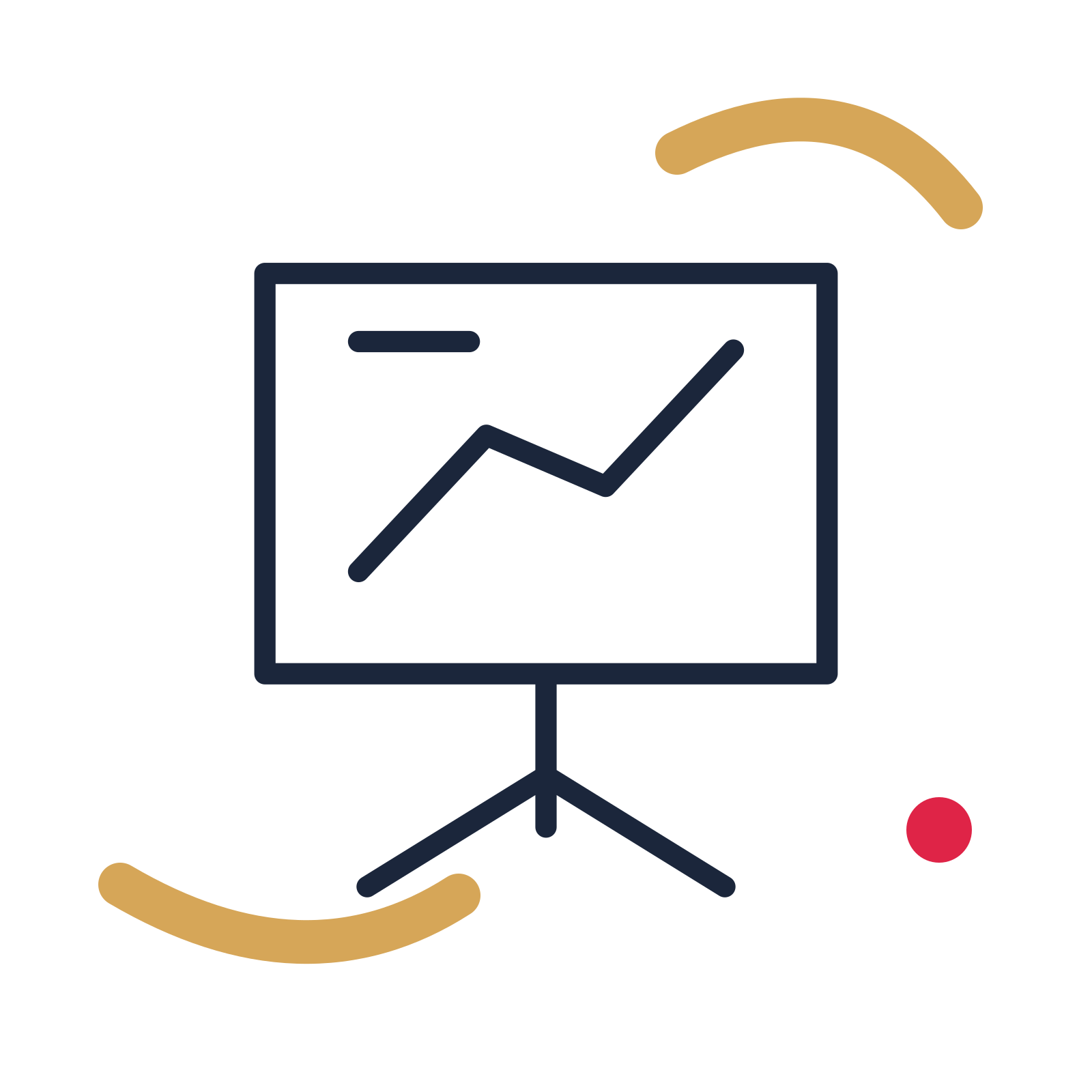 Business presentation board in a duotone drawing with clear rounded lines.