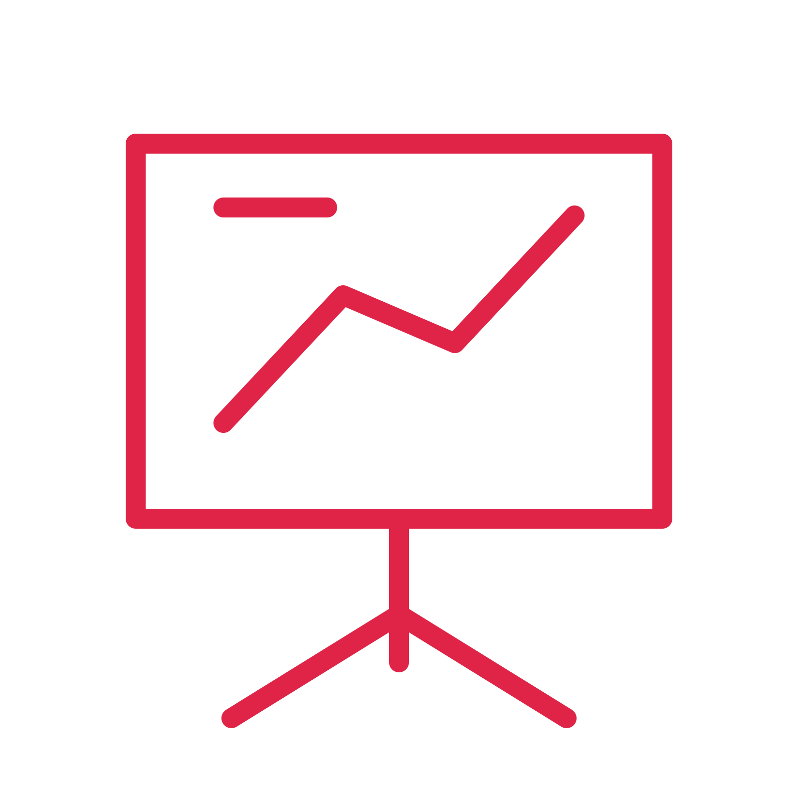 Business presentation board in an outline drawing with clear rounded lines.