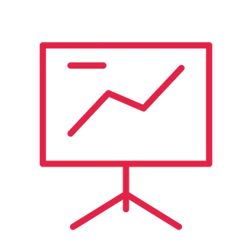 Business presentation board in an outline drawing with clear rounded lines.
