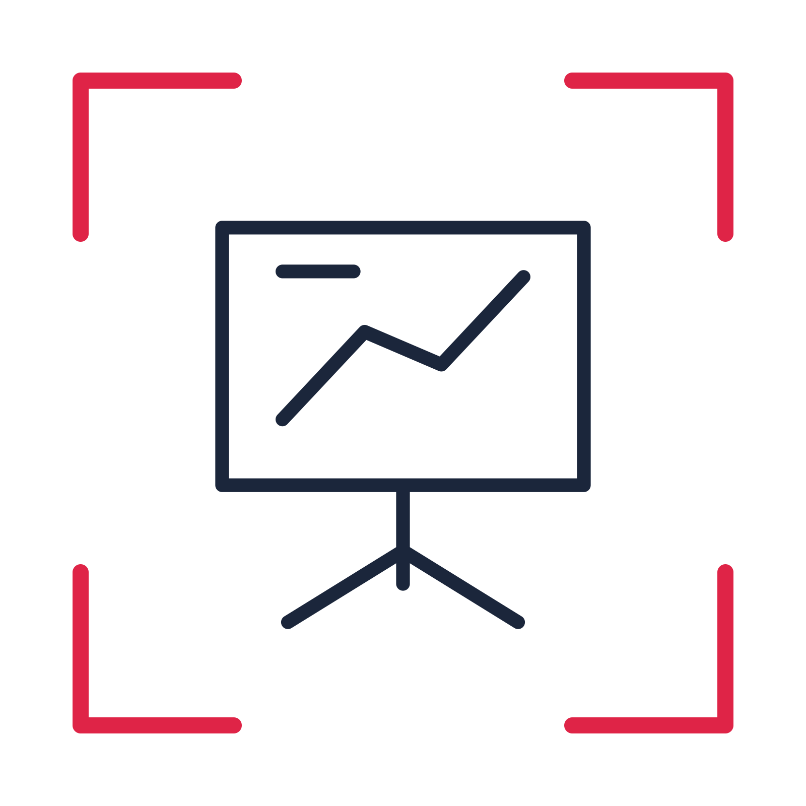 Business presentation board in a sketch frame drawing with clear rounded lines.