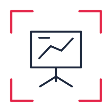 Business presentation board in a sketch frame drawing with clear rounded lines.