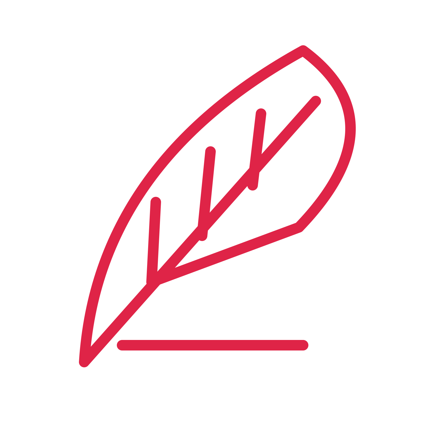 Author writing quill in an outline drawing with clear rounded lines.