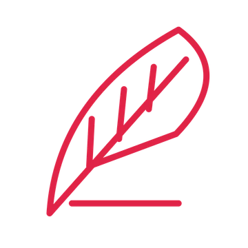 Author writing quill in an outline drawing with clear rounded lines.