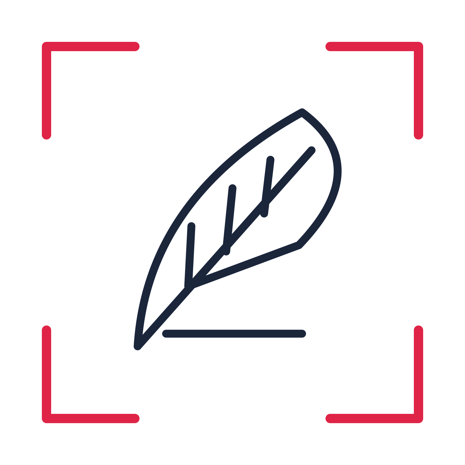 Author writing quill in a sketch frame drawing with clear rounded lines.