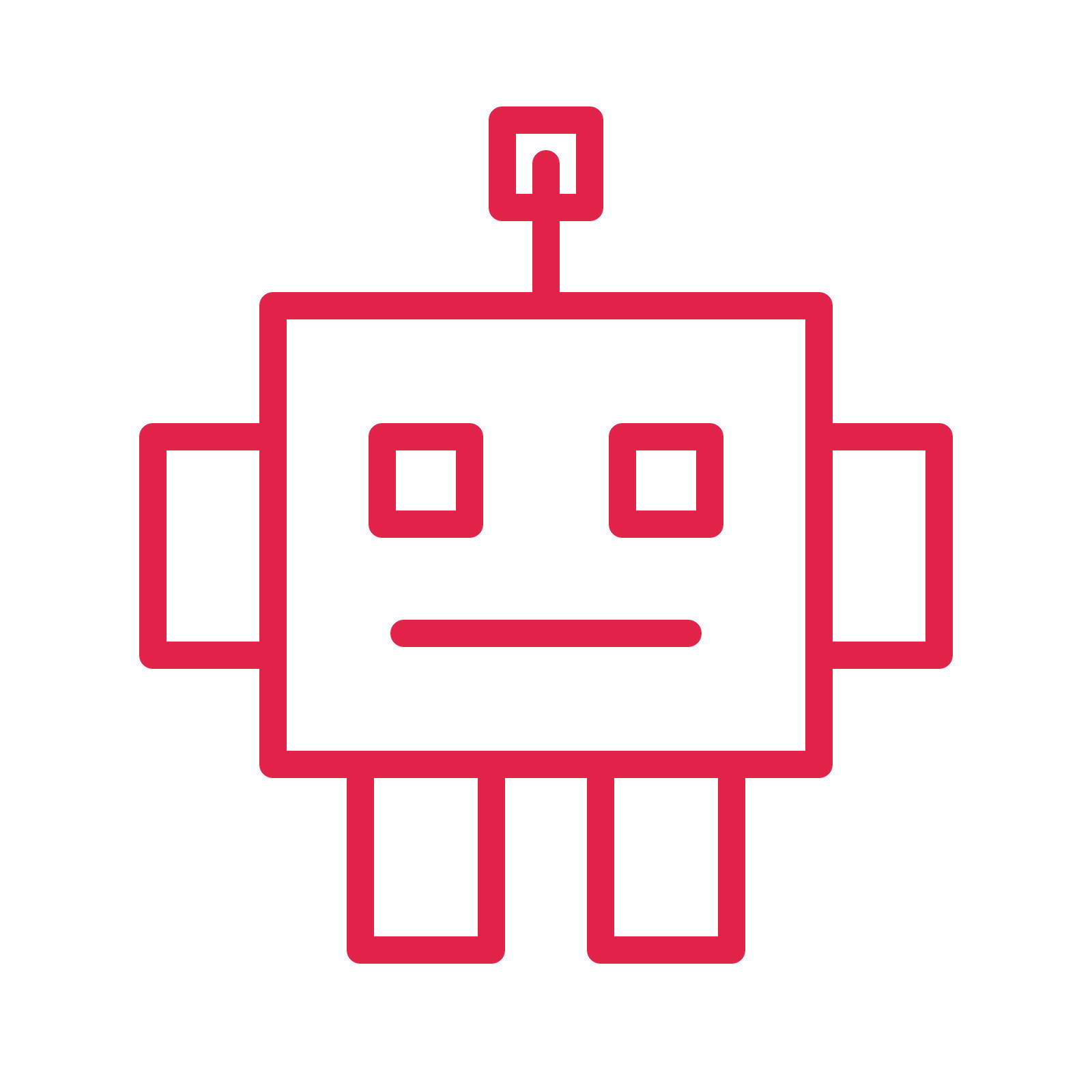 Friendly technology robot in an outline drawing with clear rounded lines.
