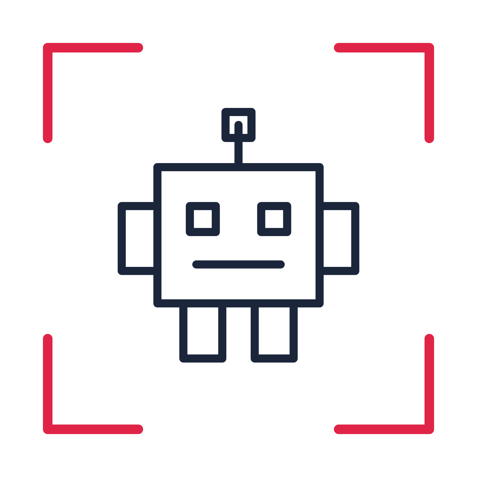 Friendly technology robot in a sketch frame drawing with clear rounded lines.