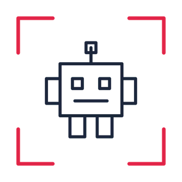 Friendly technology robot in a sketch frame drawing with clear rounded lines.