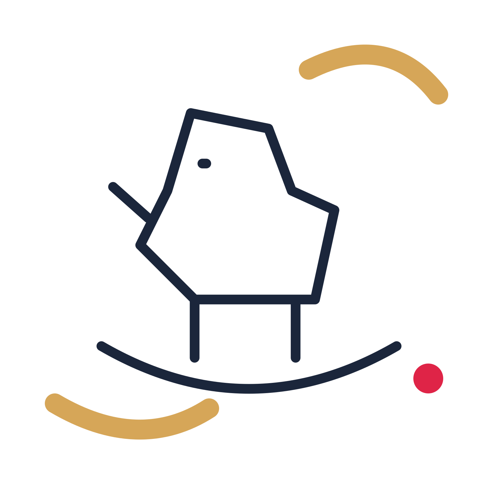 Baby rocking horse in a duotone drawing with clear rounded lines.