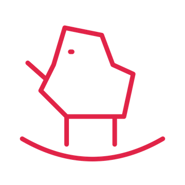 Baby rocking horse in an outline drawing with clear rounded lines.