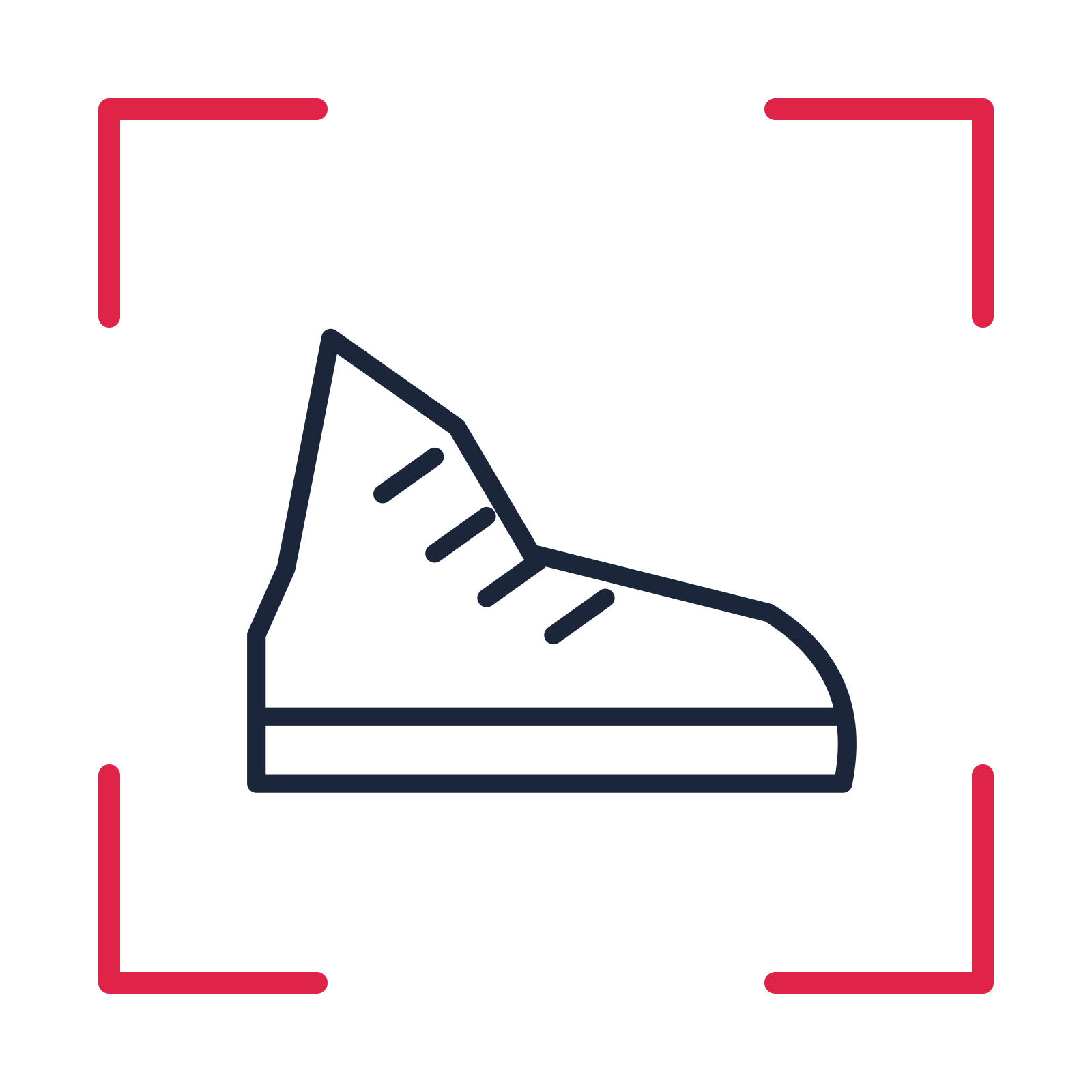Athletic running shoe in a sketch frame drawing with clear rounded lines.