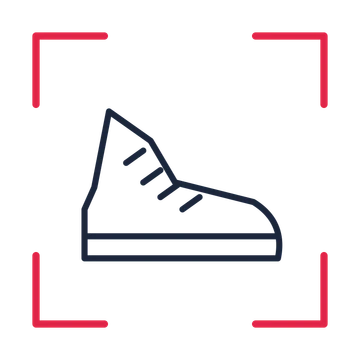 Athletic running shoe in a sketch frame drawing with clear rounded lines.