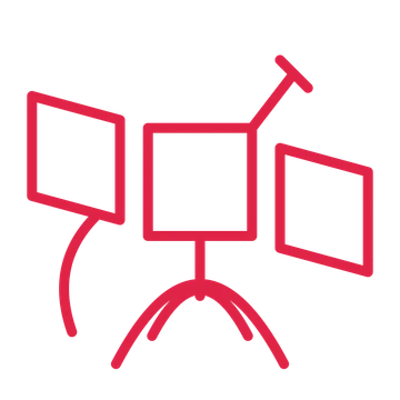 Communication satellite in an outline drawing with clear rounded lines.