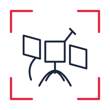 Communication satellite in a sketch frame drawing with clear rounded lines.