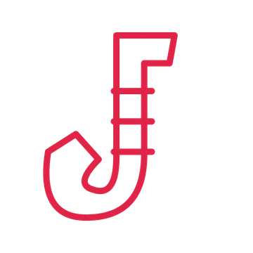 Jazz saxophone in an outline drawing with clear rounded lines.