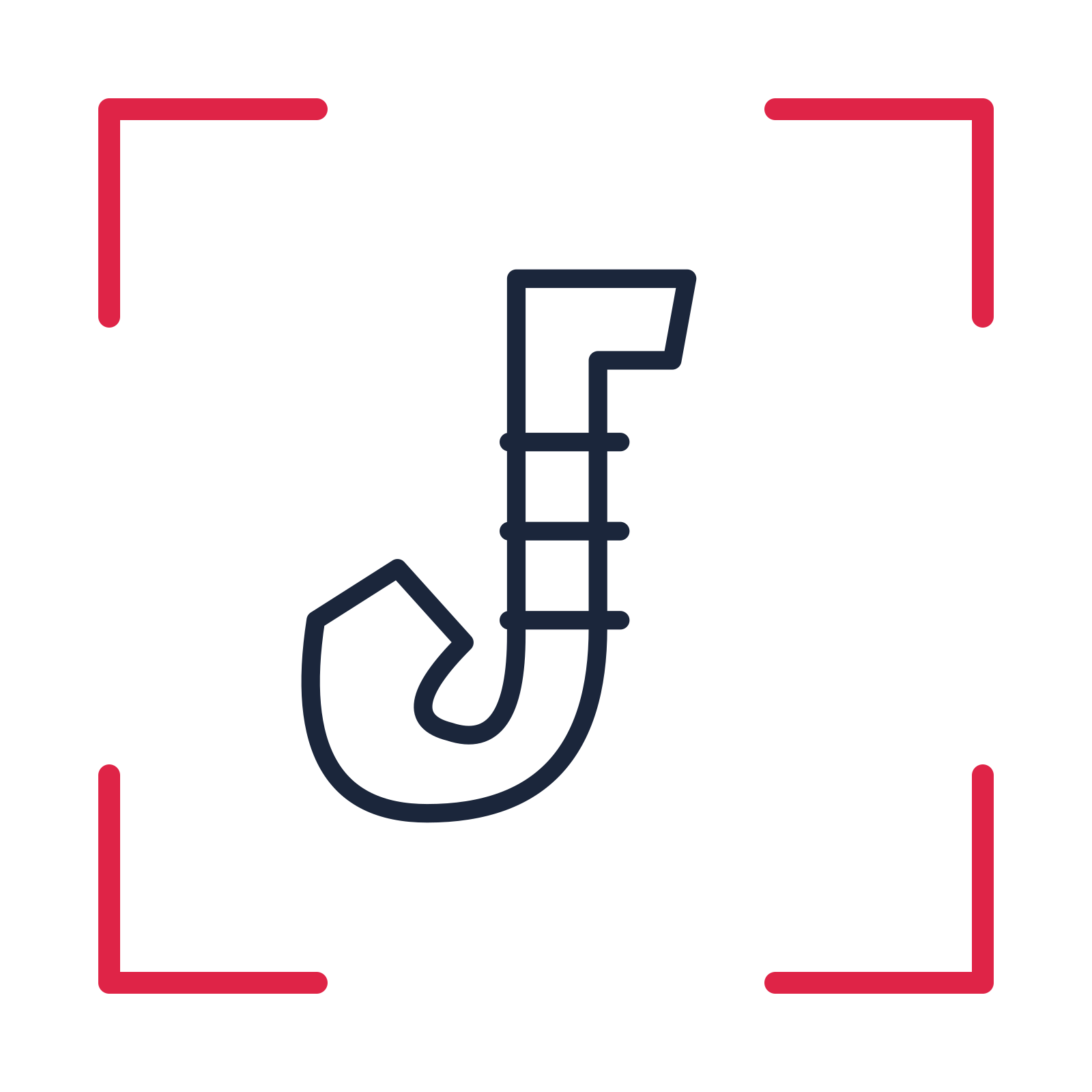 Jazz saxophone in a sketch frame drawing with clear rounded lines.