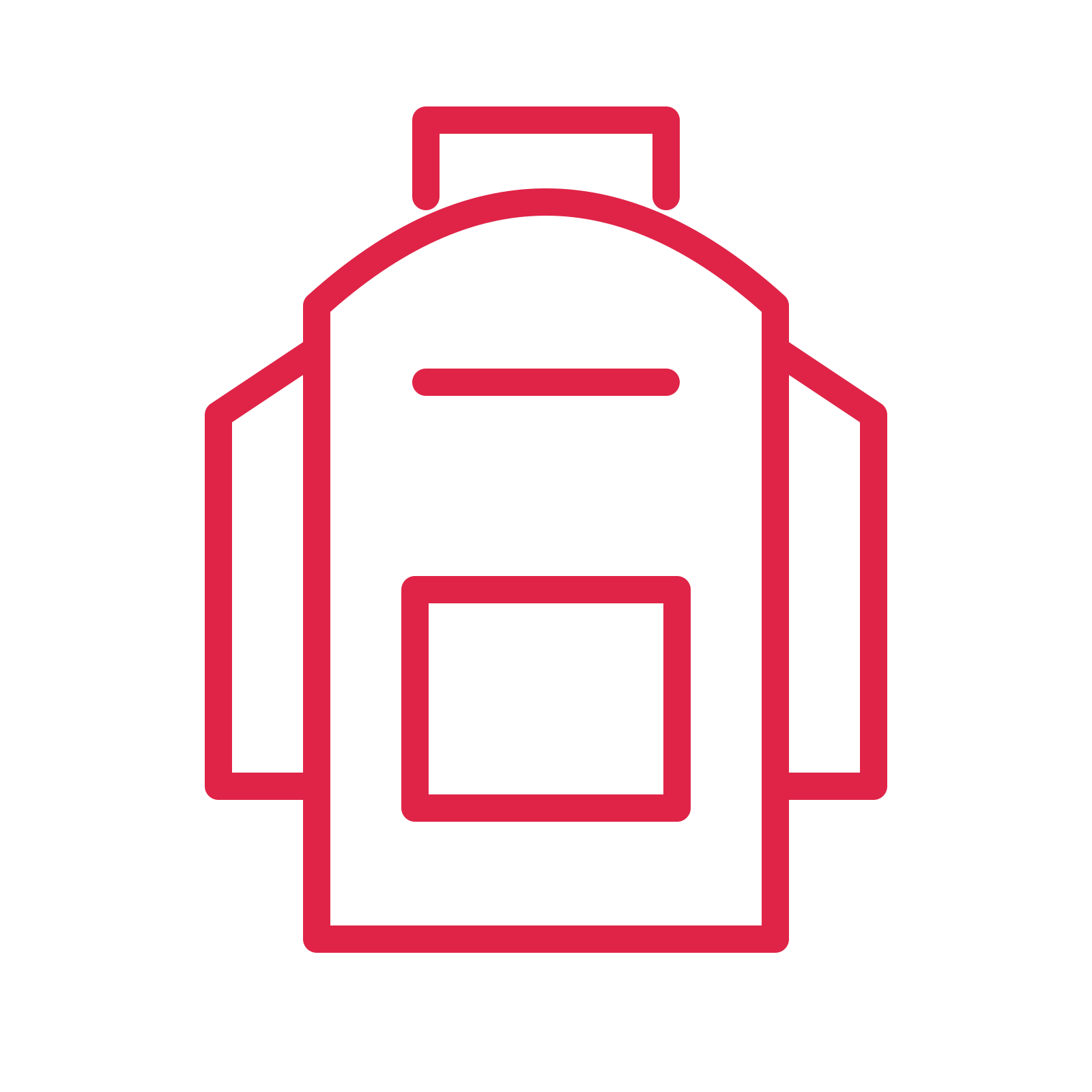 School backpack in an outline drawing with clear rounded lines.