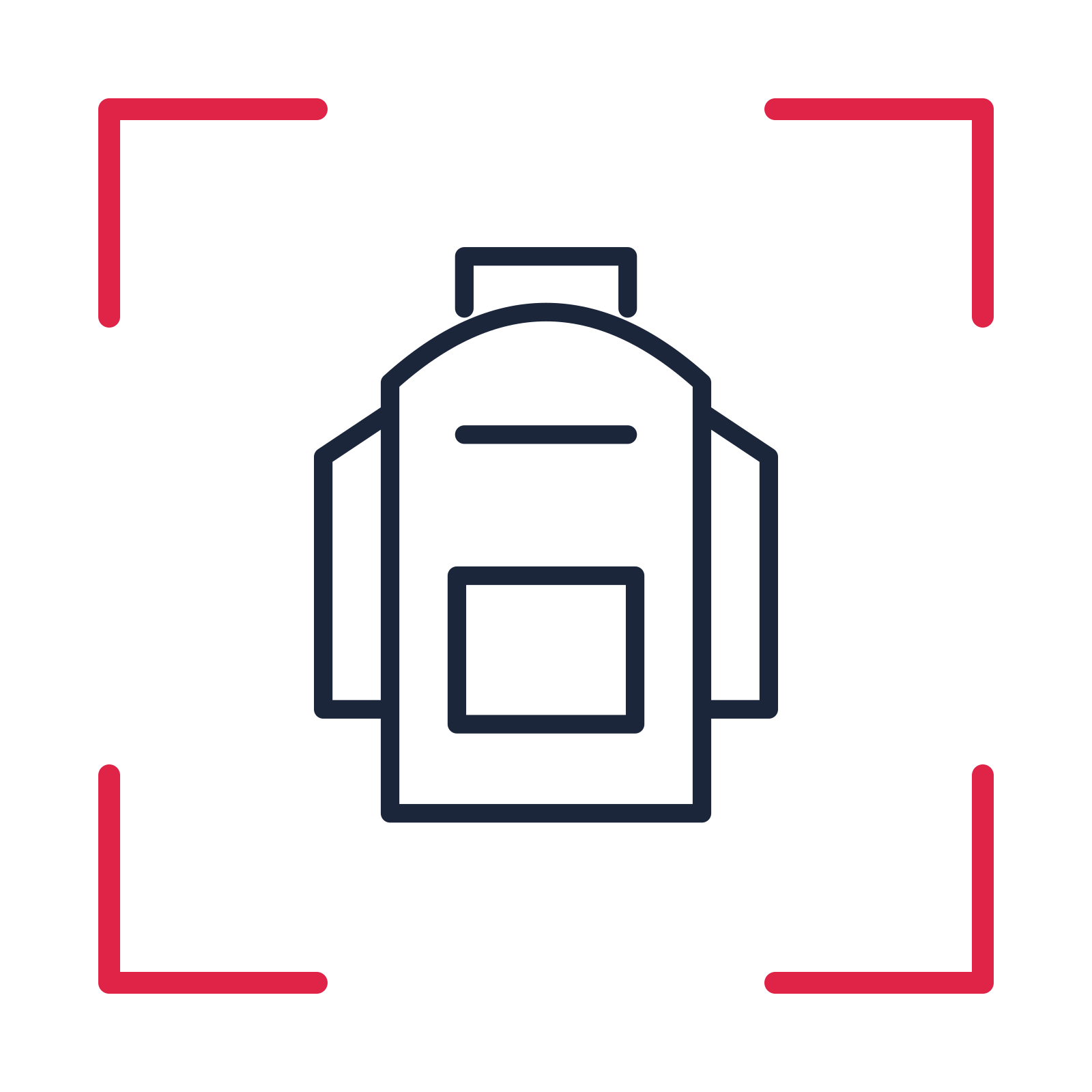 School backpack in a sketch frame drawing with clear rounded lines.