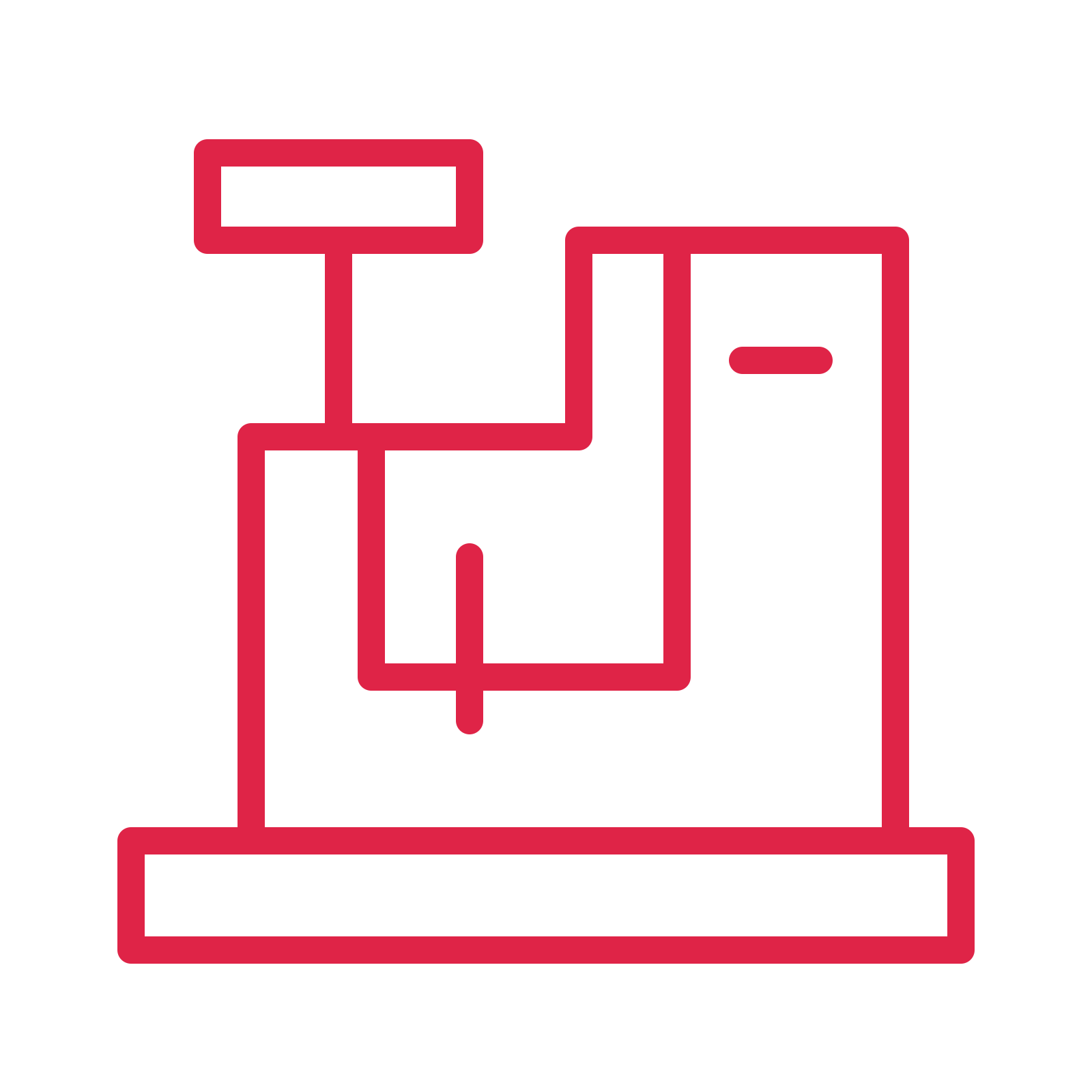 Maker sewing machine in an outline drawing with clear rounded lines.