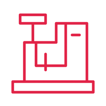Maker sewing machine in a outline drawing with clear rounded lines.