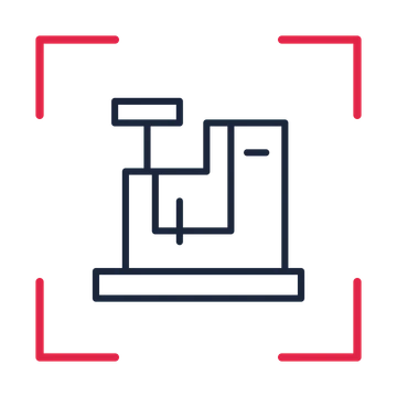 Maker sewing machine in a sketch frame drawing with clear rounded lines.