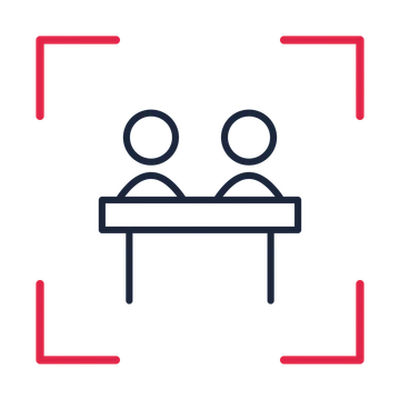Community shared table in a sketch frame drawing with clear rounded lines.