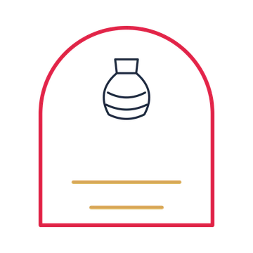 A arch label composition featuring handmade pottery vase for Shops & makers designs.
