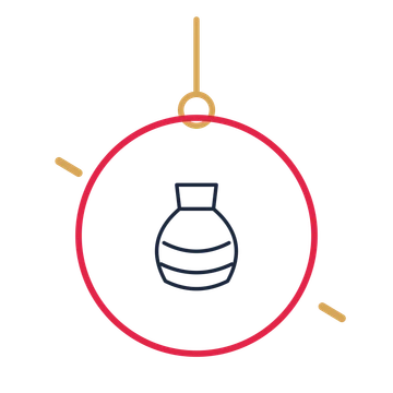 A hanging ornament composition featuring handmade pottery vase for Shops & makers designs.