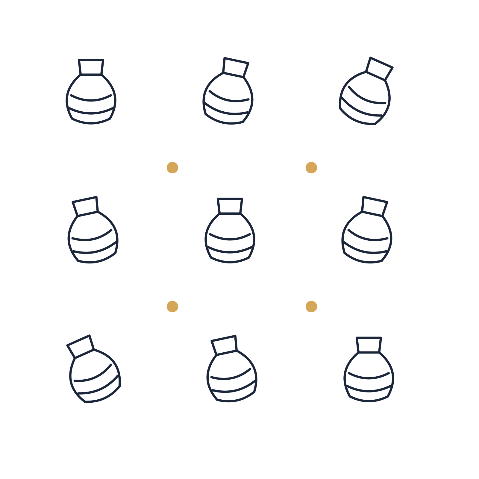 A scattered pattern composition featuring handmade pottery vase for Shops & makers designs.