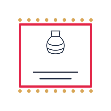 A stamp label composition featuring handmade pottery vase for Shops & makers designs.