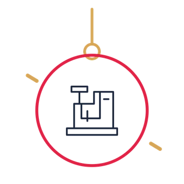 A hanging ornament composition featuring maker sewing machine for Shops & makers designs.