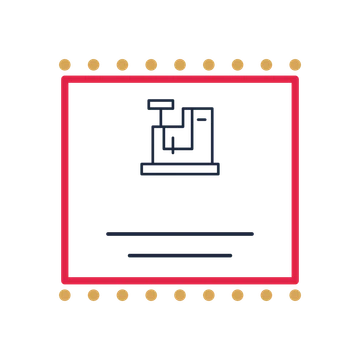 A stamp label composition featuring maker sewing machine for Shops & makers designs.