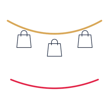 A garland composition featuring retail shopping bag for Shops & makers designs.