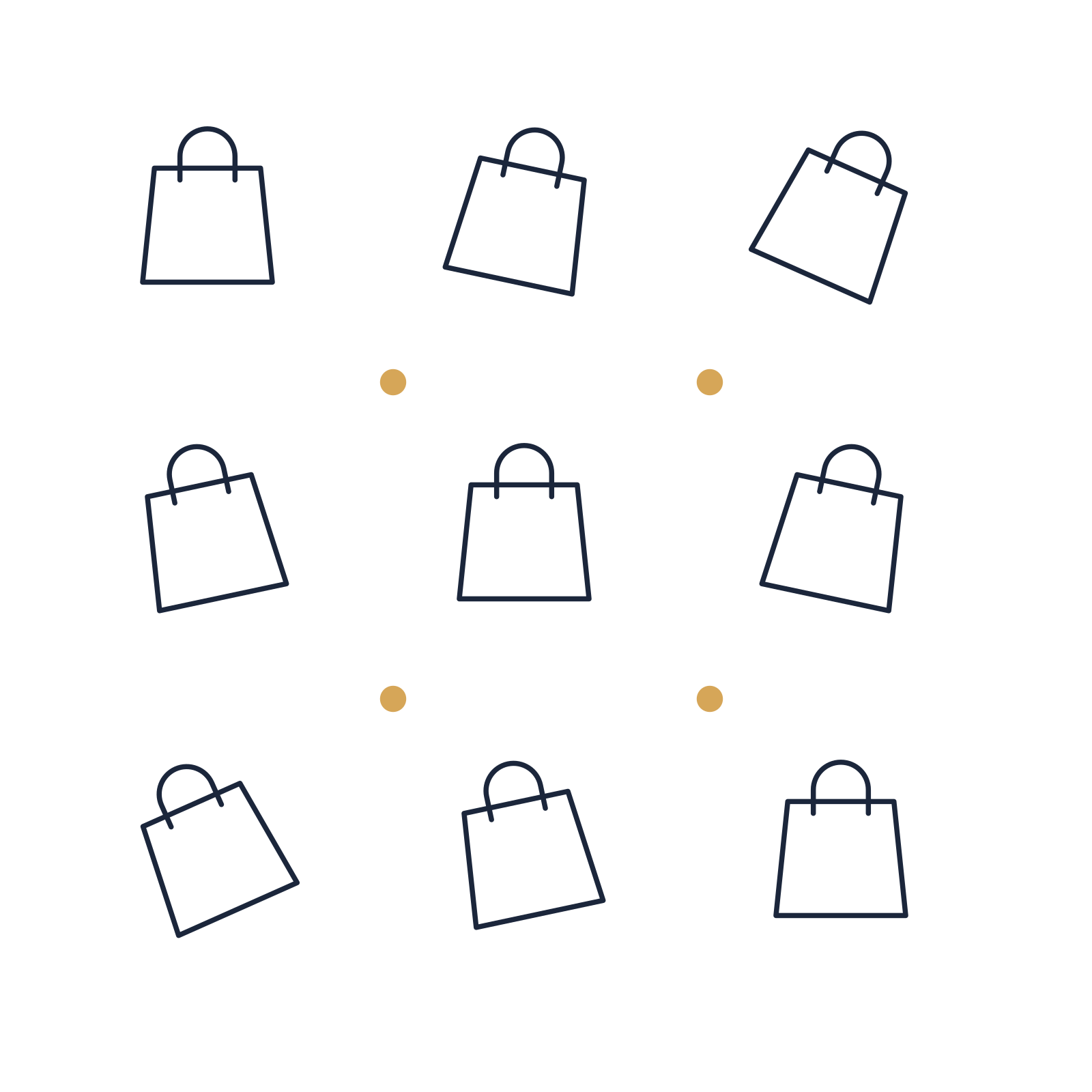 A scattered pattern composition featuring retail shopping bag for Shops & makers designs.
