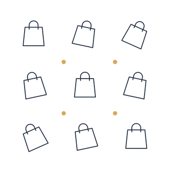 A scattered pattern composition featuring retail shopping bag for Shops & makers designs.