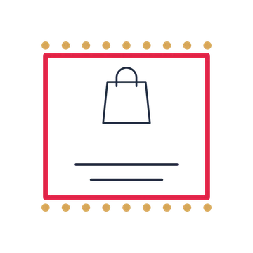 A stamp label composition featuring retail shopping bag for Shops & makers designs.