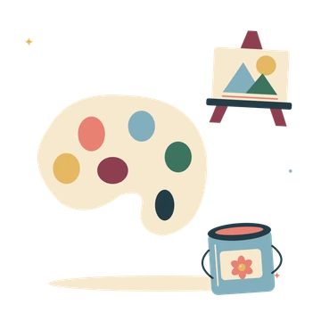 Artist workspace with palette and a creative easel.