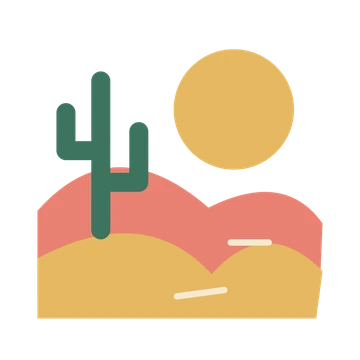 Desert morning with dunes and a tall cactus.