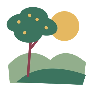 Olive tree overlooking soft green hills.