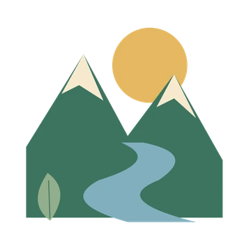 Mountain valley with a winding blue river.